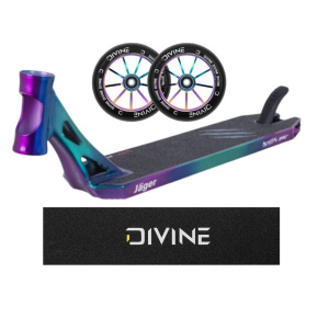 Set Deska Bestial Wolf Jager Crazy 540mm + 2ks koleček Divine 110 mm Spoked Neochrome + Divine logo griptape